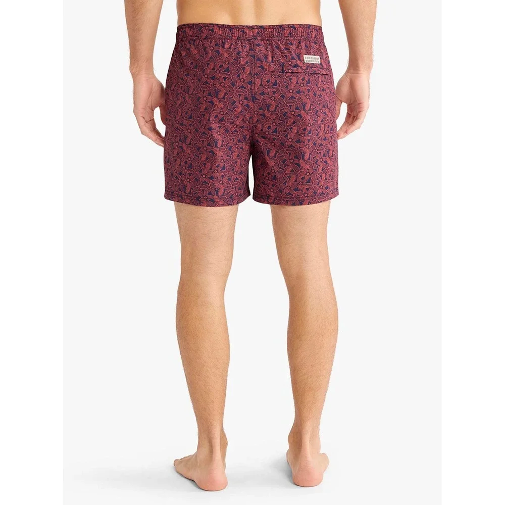 Fair Harbor Mens The Anchor Swim Shorts Floral Blue Red XXL 8 Inch Inseam